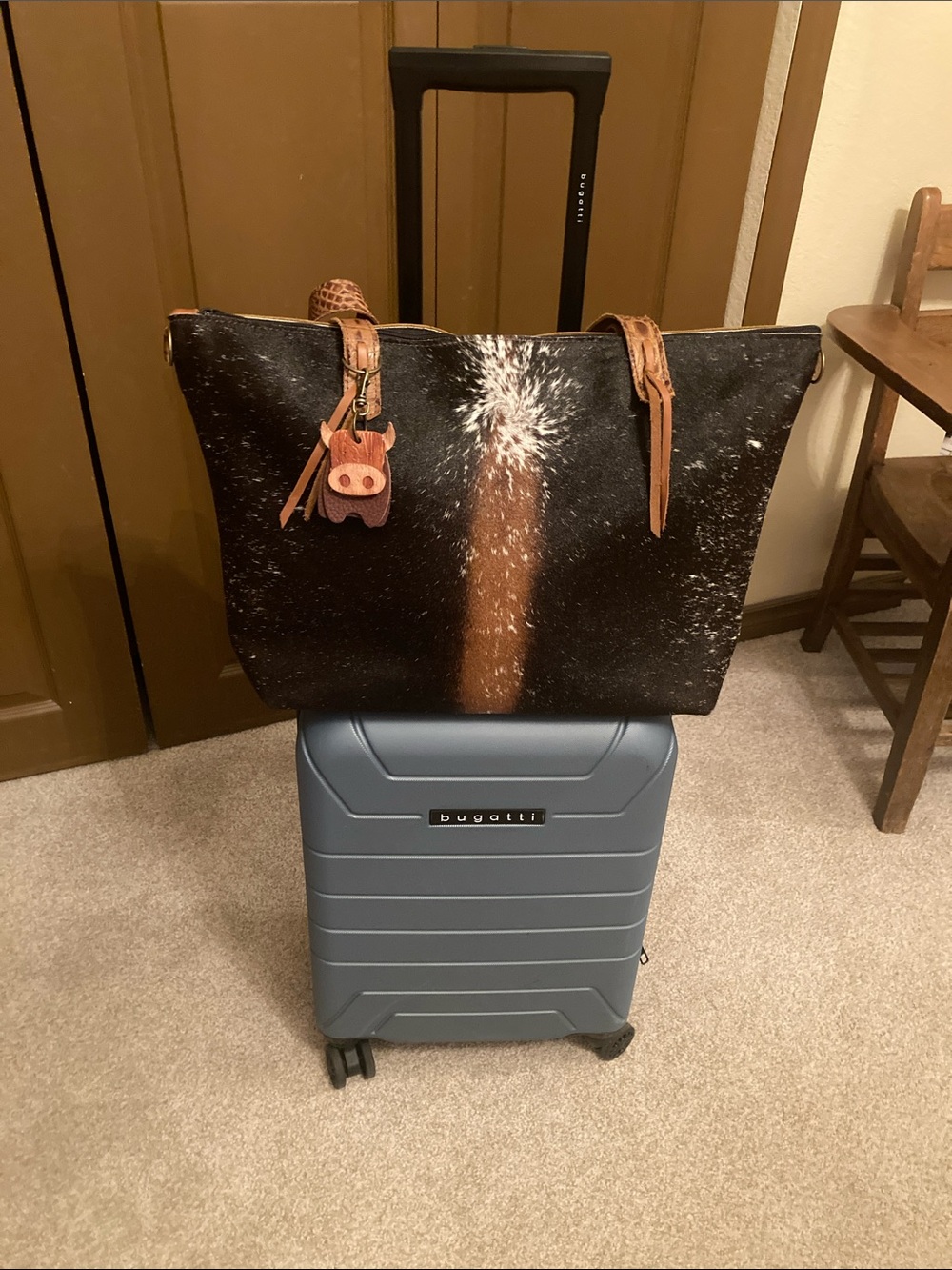 T BAR LEATHER CO Travel Tote Bag HOH & Leather NWOT - Picture 2 of 12